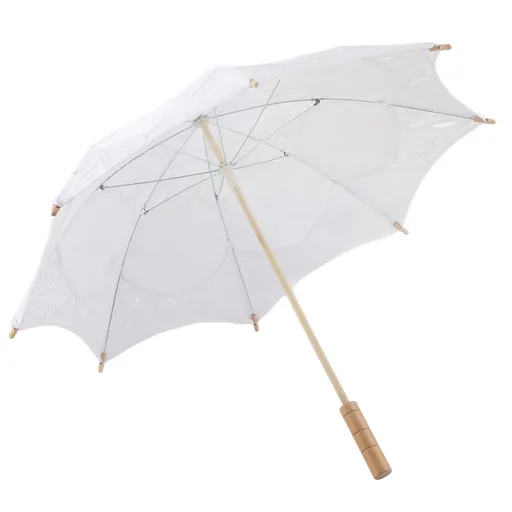 Lady Wedding Lace Umbrella Parasol Sun Umbrellas Party Bridal Photo Taking Decor(White Large)