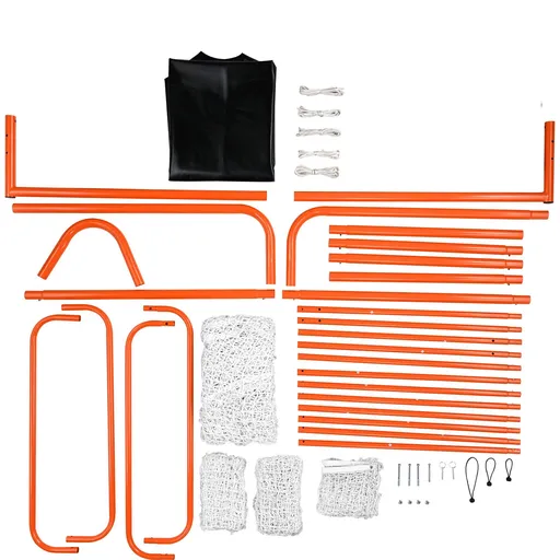 3-IN-1 Lacrosse Goal with Backstop and Target,3.7mx2.7m Lacrosse Net, Steel Frame Backyard Lacrosse Rebounder Equipment, Quick & Easy Setup Training Net, Perfect for Youth Adult Training, Orange