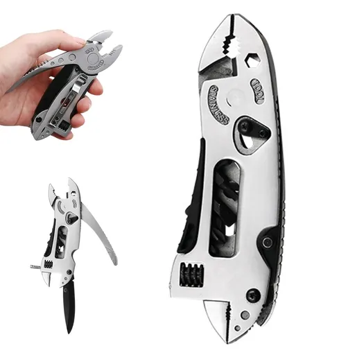 Outdoor Multi-purpose Tool Pliers, Stainless Steel Multi Tool Camping Tool, Self-locking Multitool Pliers with Safety Lock (1pcs)