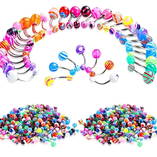 30Pcs Belly Button Ring,Zirconia Gloss Effect Belly Piercing,Elegant Navel Ring Design Belly Button Rings for Women,Mixing