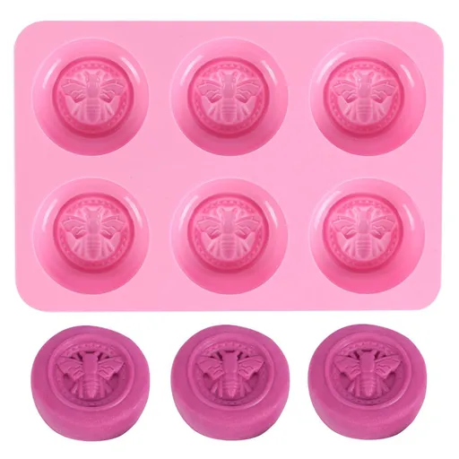 Silicone Molds - Round Honeybee Silicone Molds for Homemade Soaps, Lotion Bar, Jello, Bath Bomb, Chocolate and (Pink)