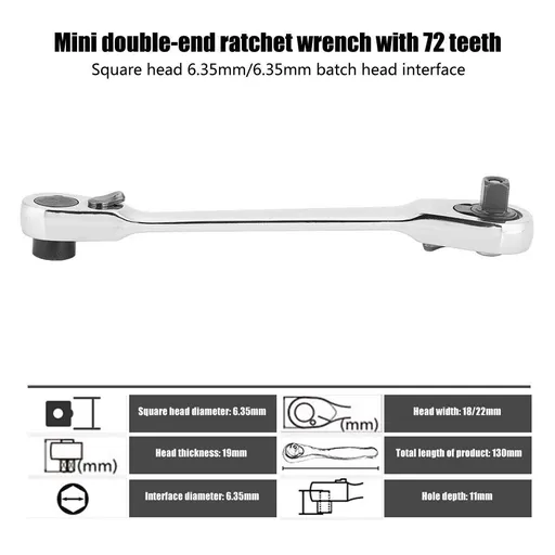 1/4" Inch Mini Ratchet Wrench 72 Teeth Drive Ratchet Wrench Tool Allen Wrench Hex Handle Lock Socket Quick Release(130mm)