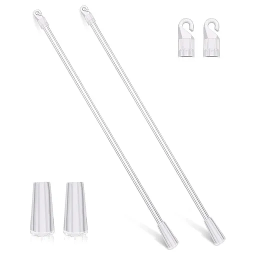 Blind Wand Vertical Blinds Replacement Parts,2PCS White Fiberglass Blinds Stick Replacement with Hook and Handle Curtain Stick Blind Tilt Wand for Window Opener Accessory (12 Inch)