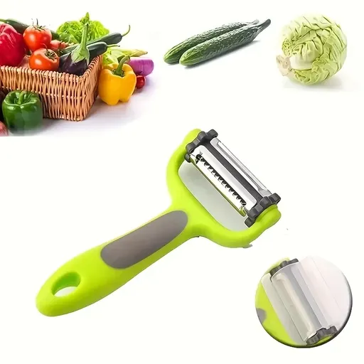 Dual-Blade Julienne Peeler! Straight Edge & Serrated Blades, Sharp Stainless Steel, Non-Slip Handle, Veggie Noodle Maker, Must-Have for Healthy Diets