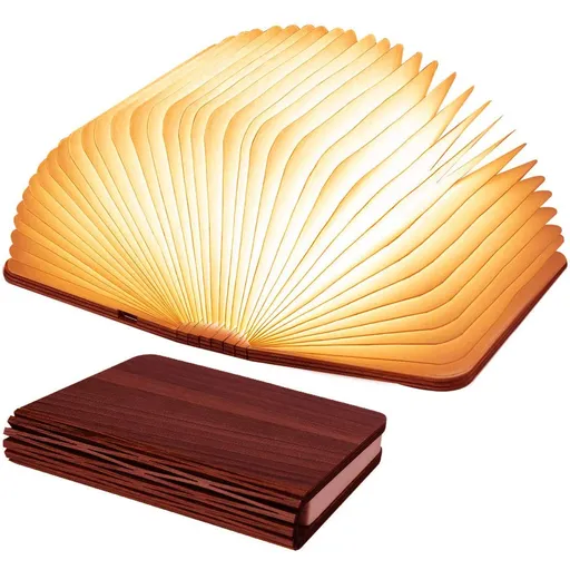 Wooden Book Lamp, Foldable Paper Books Light, Novelty Lighting 360° Bookshaped Night Light, Paper Lantern for Bookish Decor & Book Lovers Gifts, Christmas Gifts Choice（10.5*14.5*3.8cm)