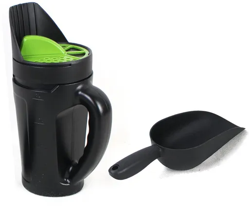 Hand spreader for seed and salt - planting machine for vegetable seeds - spreader for snow salt - adjustable outlet (3 positions) - including scoop - 2.5 liters - For lawn, garden and driveway