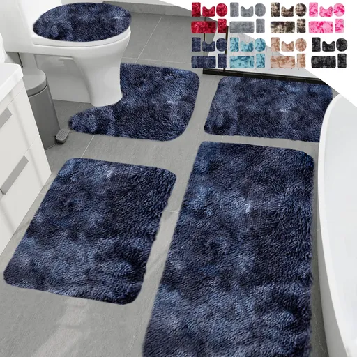 5Pc Bath Mats for Bathroom, Quick-Dry Bathroom Rugs Sets Washable Non-Slip Bath Mat Ultra Soft Absorbent with U-Shaped Toilet for Bathroom, Tub, Shower,Red
