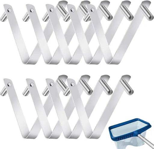 9Pcs Pool Brush Clip V-Shaped Clip, Innovative Pool Hooks for Poles Double Pin Spring Button Clip for Stainless Steel Clips, Applies to Pool Swimming Pools & Accessories Tools Pool Pole Clips