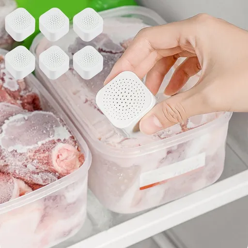 Refrigerator Deodorizer Box 6 Pack | Activated Carbon Odor Eliminator & Absorber for Fridge | Stickable Air Freshener for Kitchen, Home, and Food Storage | Removable Deodorizing Agent for Freshness