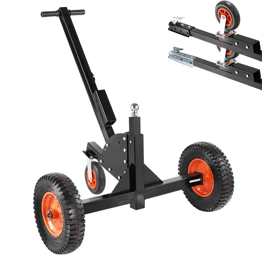 Trailer Dolly, 1500lbs Tongue Weight Capacity, 2 in 1 Trailer Mover with 2 in Ball, 16 in Pneumatic Tires and Universal Wheel, Portable Tow Dolly for Moving Car RV Trailer