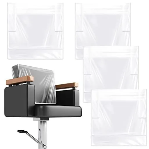 4 pack Barber Chair Cover Protector, Clear PVC Salon Chair Cover, Hairdressing Chair Back Stitched Cover Durable Easy Clean Covers Prevents Damage for Hair Salon Spa Office Chairs（Only transparent cover）