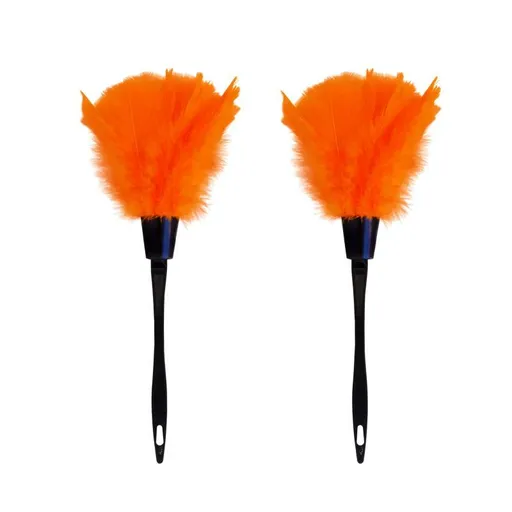Turkey Feather Dusters for Cleaning Home Blinds Kitchen car Office, Eco-Friendly Reusable （2 pcs Orange）