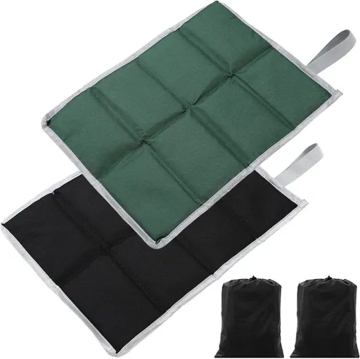 2 Pieces Outdoor Seat Cushion, Outdoor Foldable Seat Cushion, With Storage Bags, Hiking Seat Cushion, For Outdoors, Playground, Green and Black