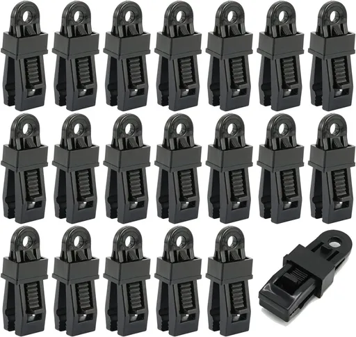 20 pieces - Tent clamps - Tarpaulin clips - Tent clip - tent clip awning clip - camping awning clip - crocodile clips - tarpaulin clip tarpaulin clip - for swimming pools, canopies, caravan awnings, car covers, outdoor tents, canopies and covers - 7.