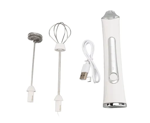 Electric Milk Frother, USB Rechargeable, 3 Speeds, Stainless Steel, Silent Portable Handheld Foam Maker for Coffee & Egg Beverage