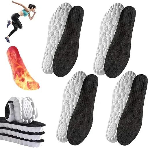 4PCS 4D Insole for Men Women, Breathable Memory Foam Massage Insoles with Arch Support & Cushioned Comfort, Trim to Fit All Shoe Types
