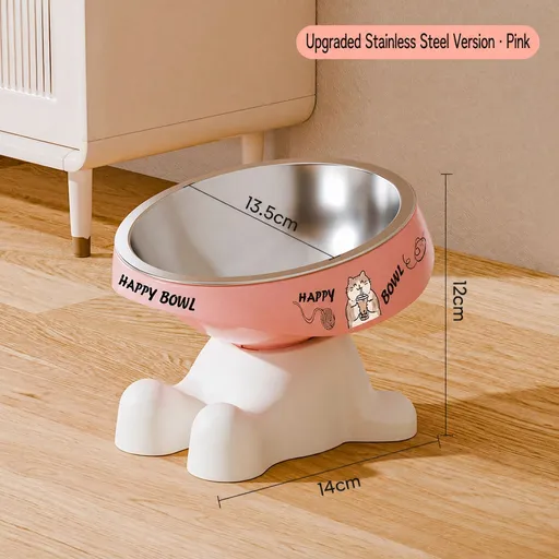 New cute elevated pet feeding bowl with adorable patterns and dopamine color scheme. Pet food bowl for dogs and cats, raised design protects neck and prevents slipping. Suitable for small and medium-sized dogs and cats for drinking and eating./pink