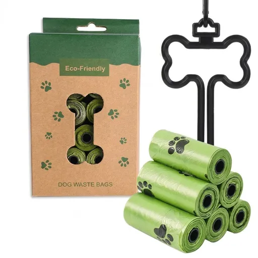 Eco-Friendly Pet Waste Bag Set with Bone-Shaped Carrier Hook and D-Ring Clip – Thick Leak-Proof Poop Bags for Outdoor Dog Walks, Hands-Free Convenience with Portable Storage Pouch Option (18 Rolls Box Set + Poop Bag Dispenser)