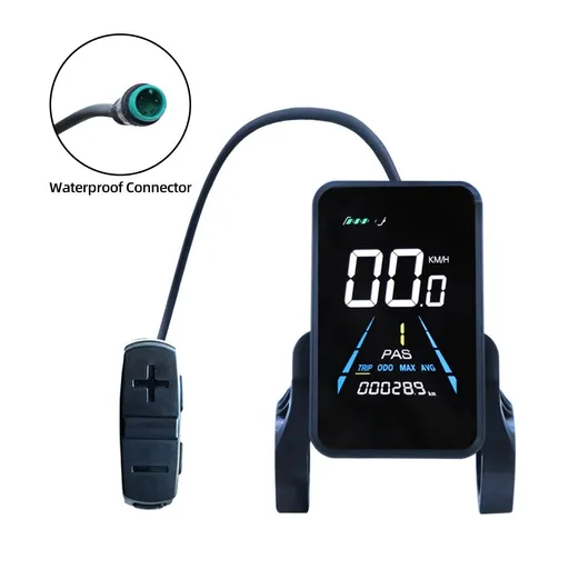 1 PCS Electric Bike Display Plastic+Metal 36V-72V Waterproof LCD Display NC-81F Electric Bike Panel Dashboard,Waterproof Connector, Black