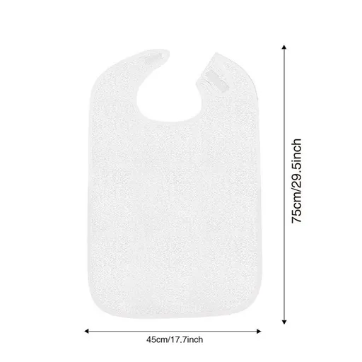 Waterproof Mealtime Bib for Adults and Seniors, Washable Eating Apron for Bedridden and Hemiplegic Patients—White