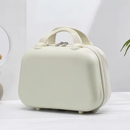 White 14 inches Handheld Makeup Organizer - Compact and Portable Cosmetic Storage Case with Multiple Color Options