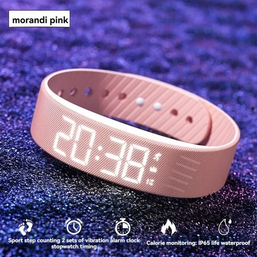 Women'S Watch Multifunctional Watch Alarm Watch Pedometer Watch Timer Watch - Morning light pink - Size 01