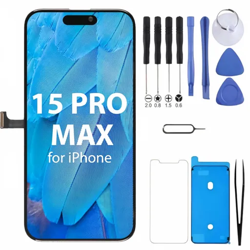 iPhone 15 Pro Max Screen Replacement, 6.7 Inch Incell LCD Display Touch Screen Digitizer, Comes with Full Repair Tool Kit and Tempered Glass Protector for iPhone 15 Pro Max A3105 A3106 A3107 A3108