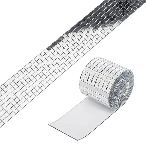 3PCS Mirror Mosaic Tiles Silver 1464 Grains Acrylic Self Adhesive 4x100cm Mirror Tiles Sticker for Handmade Crafts