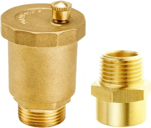 Brass Automatic Float Valve Kit 1/2"G Air Bleeder Release Vent Valve & 1/2"G Female × 1/2"NPT Male Pipe Fitting Connector Adapter