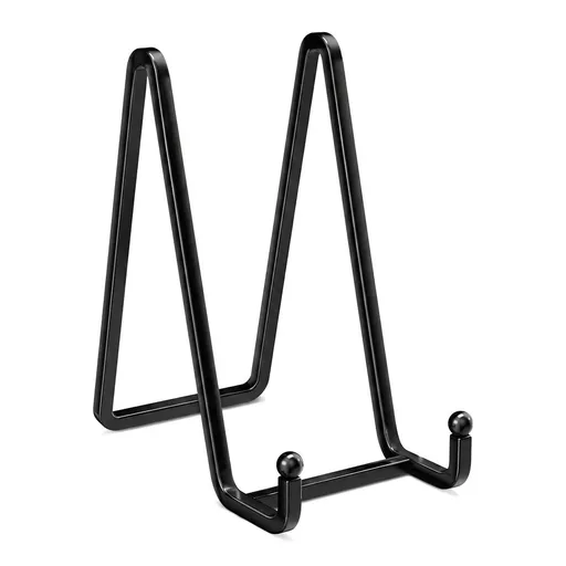 8 Inch Metal Plate Stand for Display, Iron Easel Holder for Picture Frame, Book, Decorative Plates, Plaque, Black
