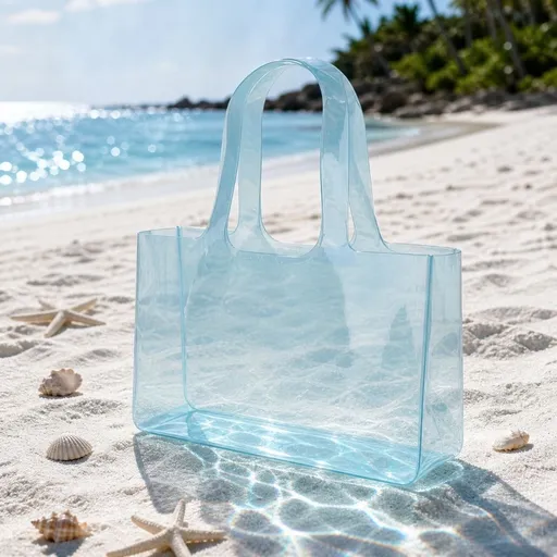Clear Beach Bags Waterproof Sandproof for Women, Large Jelly Tote Zipper Pool Bag Cruise Essentials