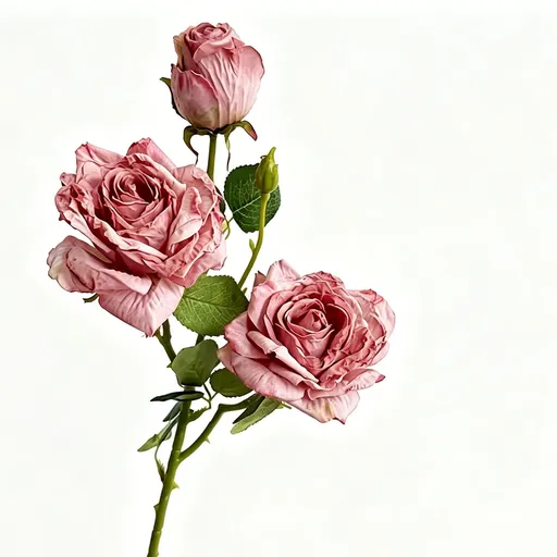 Vintage Burnt Edge Artificial Rose, Pink Sweet Decor, 3 Pack