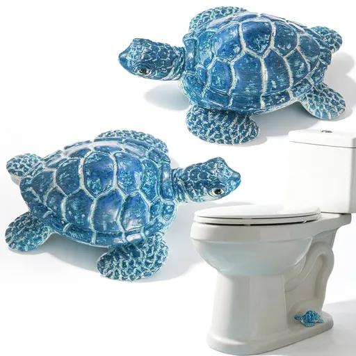 2 Pack Toilet Bolt Caps Decorative Sea Turtle Toilet Bolt Screw Cover Resin Cute Bathroom Decor Fun Themed Gadget Bathroom Replacement Part