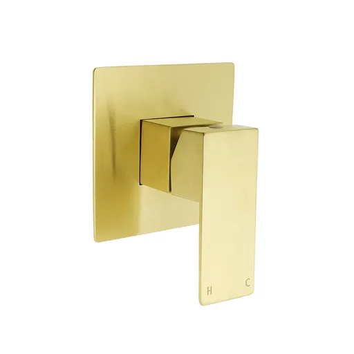 Brushed Gold Square Bath Shower Mixer Hot Cold Tap Ceramic Cartridge For Bath Set