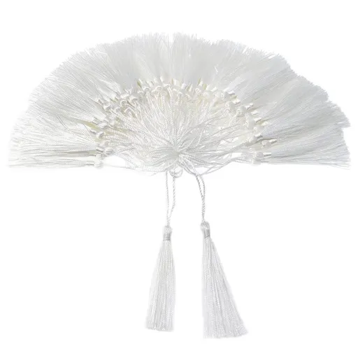 100Pcs White 13cm/5-Inch Handmade Soft Tassels Floss Bookmark Tassels for Jewelry Making, DIY Projects, Bookmarks