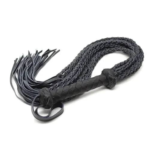 House Of Dasein Genuine Leather Braided Flogger Black Sex Whip Bdsm Spanking Fetish - Black