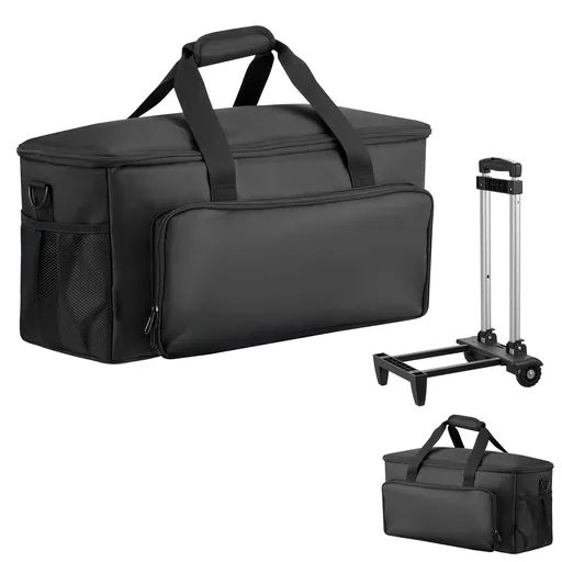 Rolling DJ Cable Bag, 1680D, Padded File Gig Bag with Wheels, 6 Detachable Divider, Travel Storage Music Gear Case, for Professional DJ Gear, Musical Instrument and Accessories, Sound Equipment