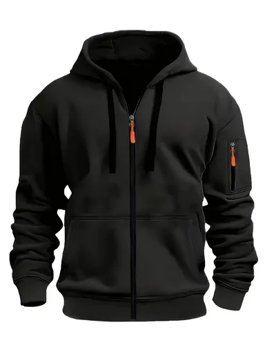Unisex Hoodie Zip-Up Hoodie Autumn Winter Jacket Fleece Jacket Outdoor Training - Gray - Size L(AU L/EU50)