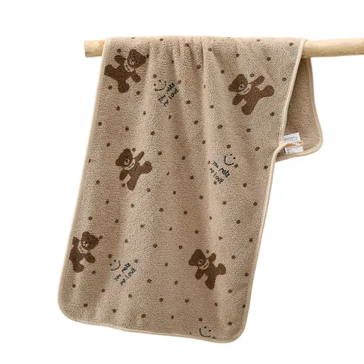 Brown 5-Piece Soft Absorbent Towel Set - Bear Print Face and Bath Towels with Bound Edges, Soft Quick-Drying Towels for Bathroom, Home and Everyday Use