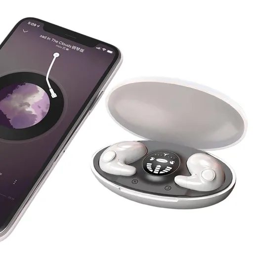 Invisible Sleep Earphone Wireless Bluetooth 5.3 Headphones Hidden Earbuds with Charging Case White