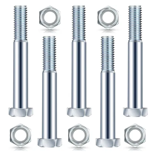 5 Pack Grade 2 Shear Bolts for Rotary Cutters Bolts and Lock Nuts Kit 1/2" x 3-1/2" with Nylock Nuts Fit Brush Cutter Tractor Gearboxes Compatible with Rotary Cutters Mill Grad (Half Thread)