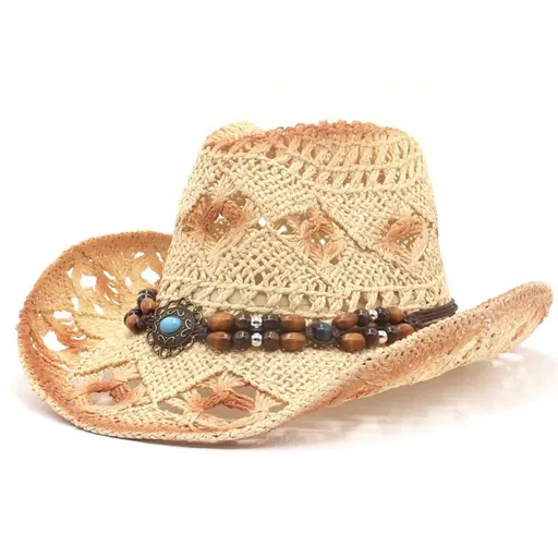 Mens Straw Cowgirl Cowboy Hat Women Floppy Packable Wide Brim Sun Hat UPF50 Western Panama Travel Beach Cap Fedora Bucket Hat