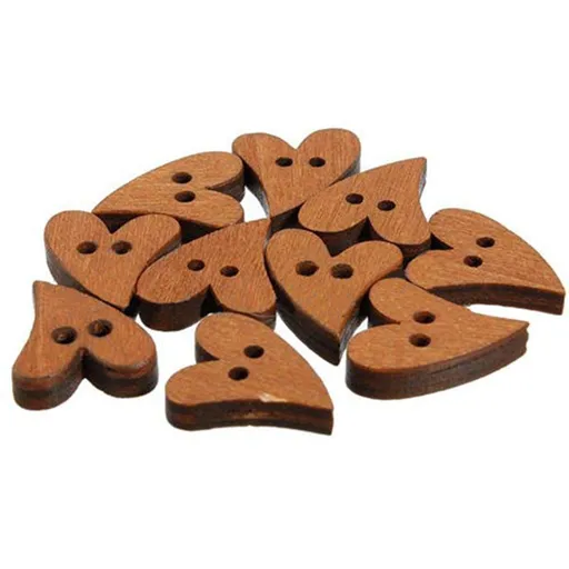 100Pcs Brown Wooden 2-Hole Heart Shape Button for DIY Craft Sewing Scrapbooking Ornament Button Handmade Craft Accessory