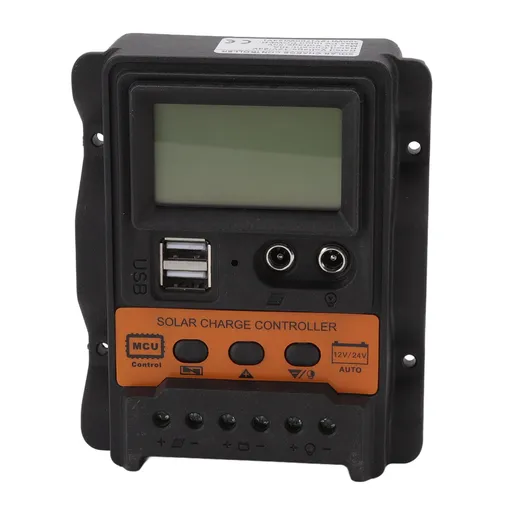 12V 24V Dual USB Solar Charge Controller PWM Photovoltaic Solar Panel Charge Regulator with LCD Display 30A