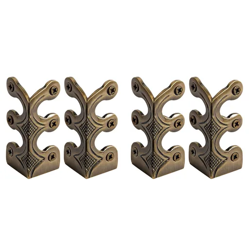 4 Pack Vintage Metal Corner Protectors, Solid Brass Covers for Tables Furniture and Wall Edges, High Strength Design, Style D