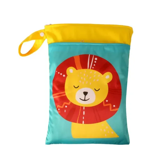 Cartoon Storage Hanging Bag Travel Dry Wet Separation Meditation lion 25cm*35cm (double zipper)
