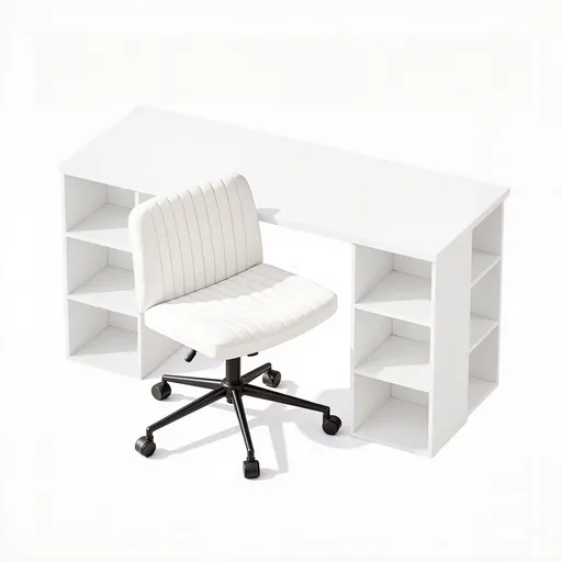Artiss Office Desk & Chair Set 150cm Computer Desk with 6 Storage Shelves & Ergonomic Cross Legged Chair Armless Cross PU Leather Office Chair with Wheels