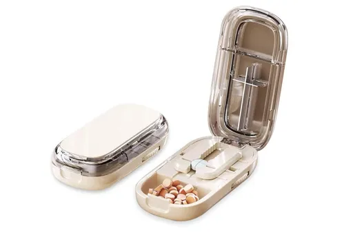 Pill Cutter Pill Splitter for Small and Tiny Pills 1/2 Adjustable Pill Organizer - Beige 1/2 and 1/4 Pill Cutter