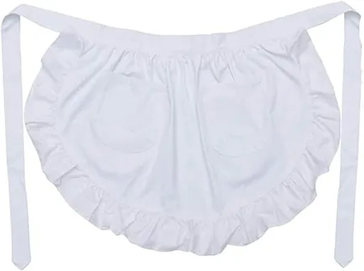 White apron - Waitress apron - Ladies - Waist apron - With two pockets - Half apron - Waitress - Server - Role play - Kitchen cooking restaurant coffee shop
