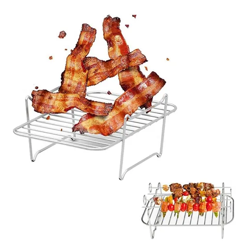 Air Fryer Rack for Stainless Steel Dehydrator Rack Rectangle Accessories for Air Fryer Double Baskets 4pcs Set
